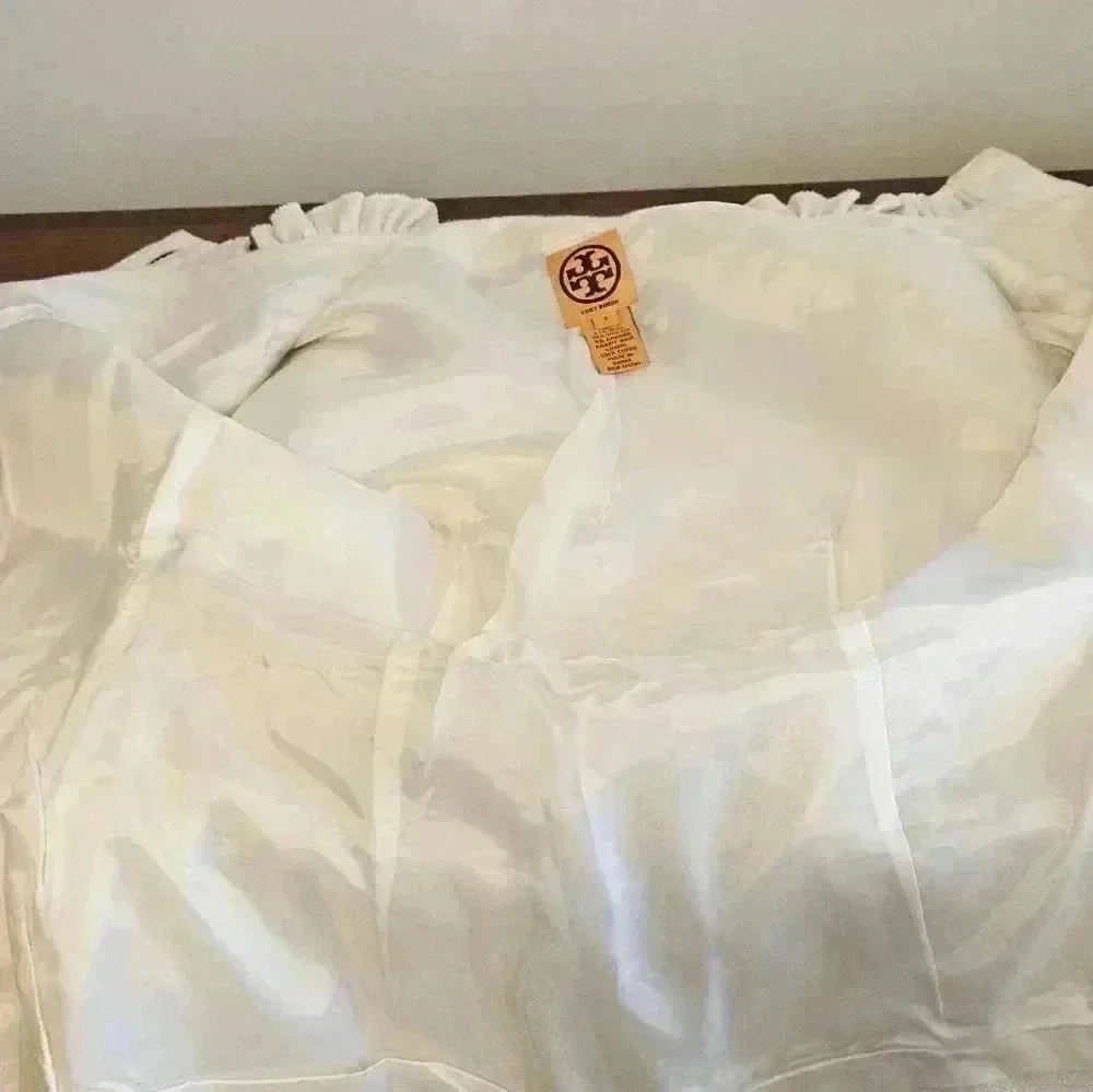 Tory Burch Lightweight Wool Blend Business Casual Cream Button Down Blazer(8)